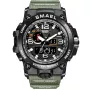 SMAEL Military KXD0600 horloge met een Zwart wijzerplaat en een horlogekast met een diameter van 51 mm en een Rubberen band in het Groen